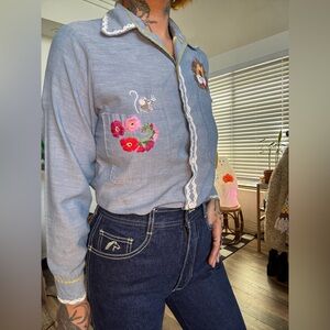 Embroidered big mac button up